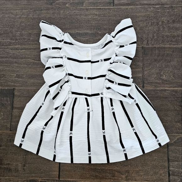 New Calvin Klein Toddler White and Black Striped Dress & Pink Logo T-Shirt Sz 2T - Picture 4 of 8
